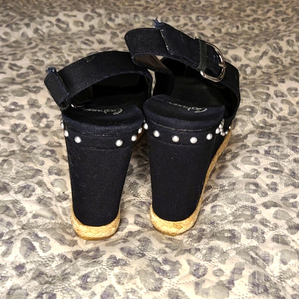 Castaner Wedge Sandals in Black With Studs - Picture 5 of 6